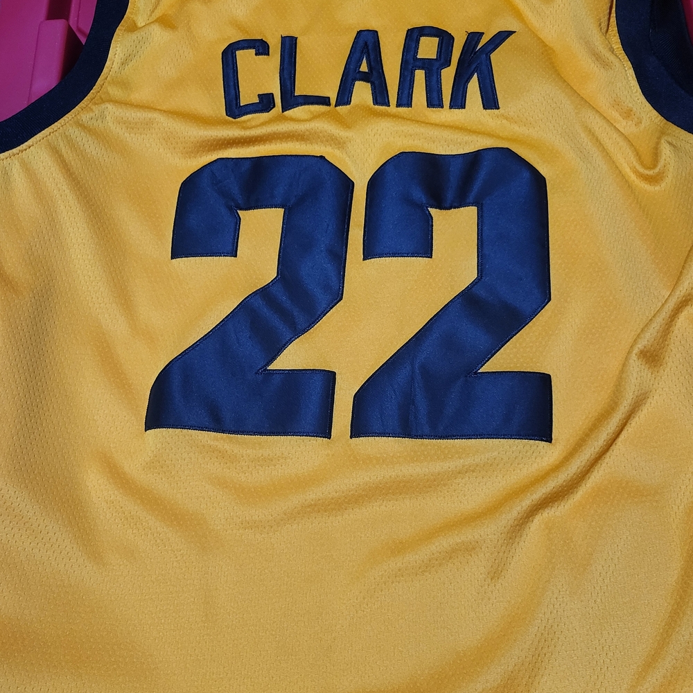 Yellow and Navy 'Clark 22' Men's Basketball Jersey